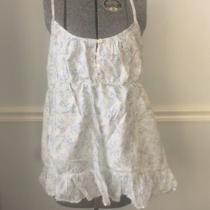 White and blue floral tank